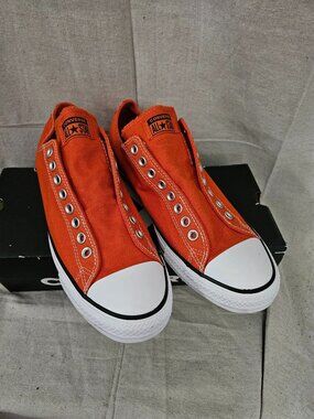 Men's Converse Laceless Shoes Sneakers in Orange NEW with Box Sz 11